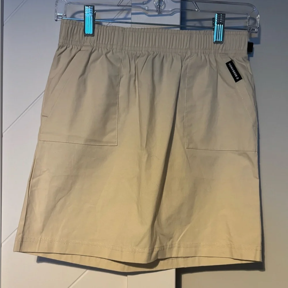 Converse Girls Cream A-Line Skirt Elastic Waist Pockets Size L 12-13 NWT